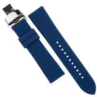 Silicone Rubber Strap w/ Butterfly Clasp in Navy (18mm) - Nomad Watch Works SG