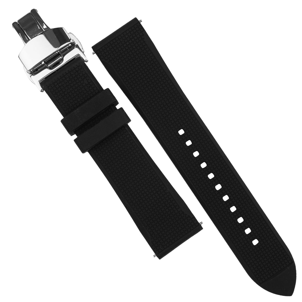 Silicone Rubber Strap w/ Butterfly Clasp in Black – Nomad Watch Works SG