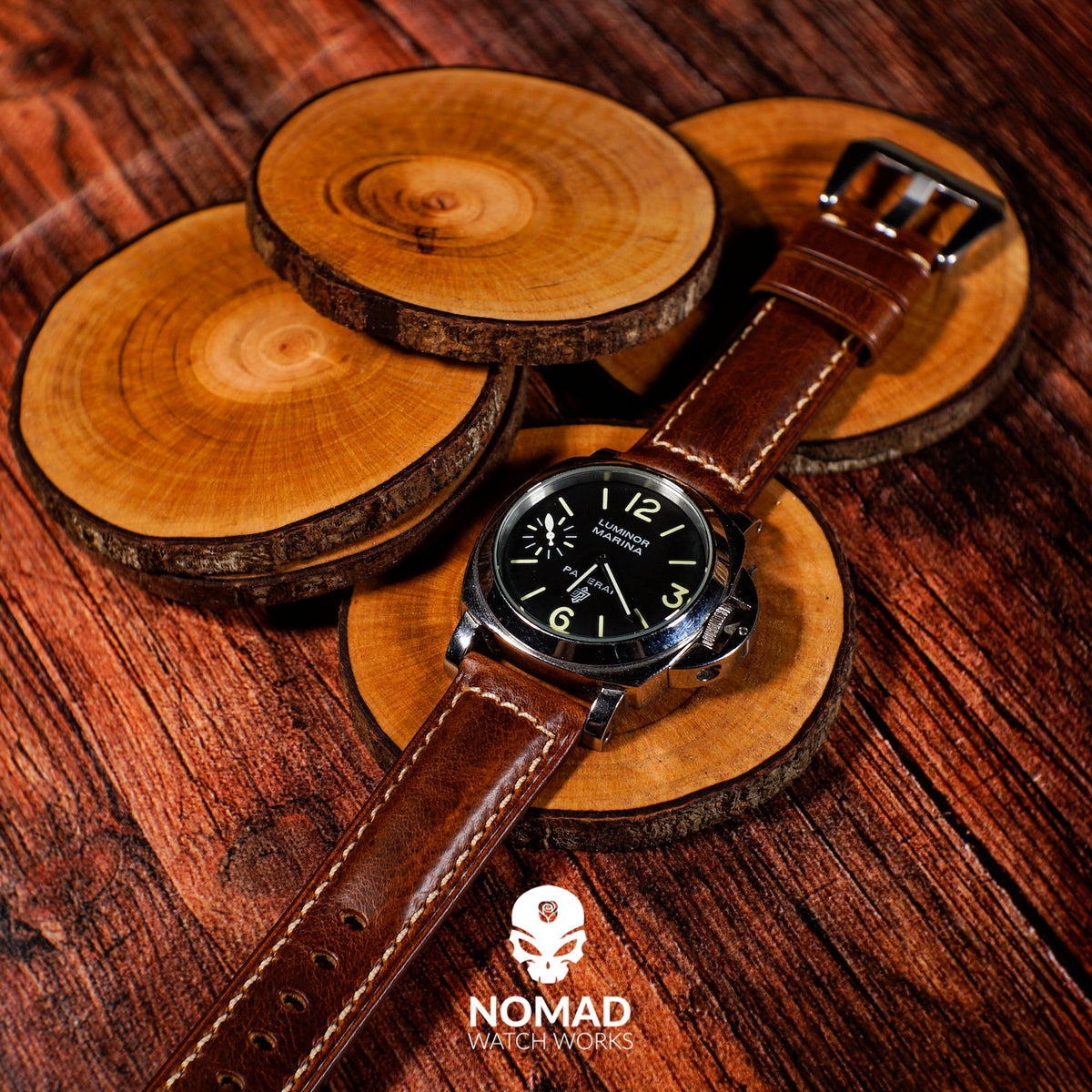 M2 Oil Waxed Leather Watch Strap in Tan (20mm) - Nomad watch Works