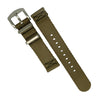 Two Piece Seat Belt Nato Strap in Khaki with Brushed Silver Buckle (20mm) - Nomad watch Works