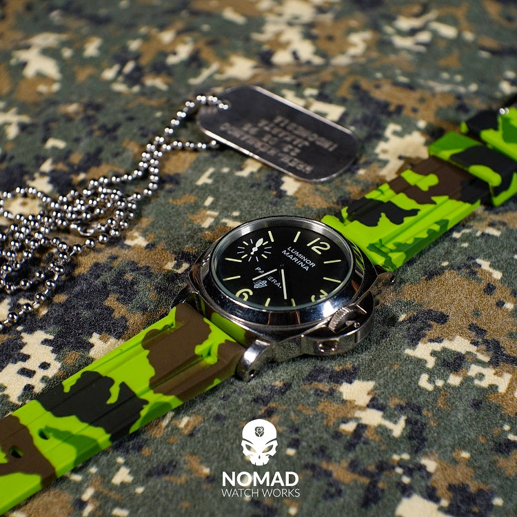 V3 Silicone Strap in Green Camo (22mm) - Nomad watch Works
