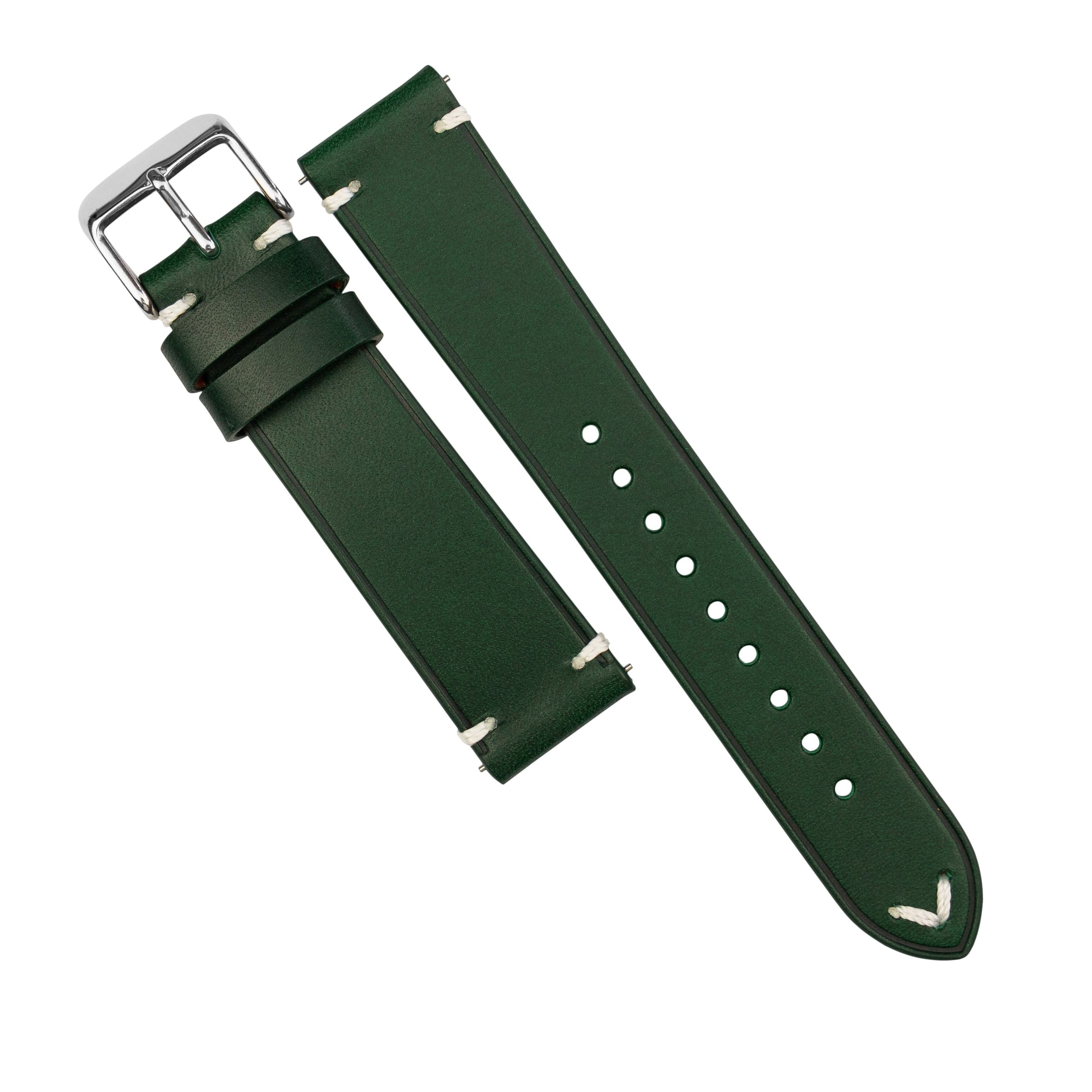 Emery Vintage Buttero Leather Strap in Green (18mm) - Nomad Watch Works SG