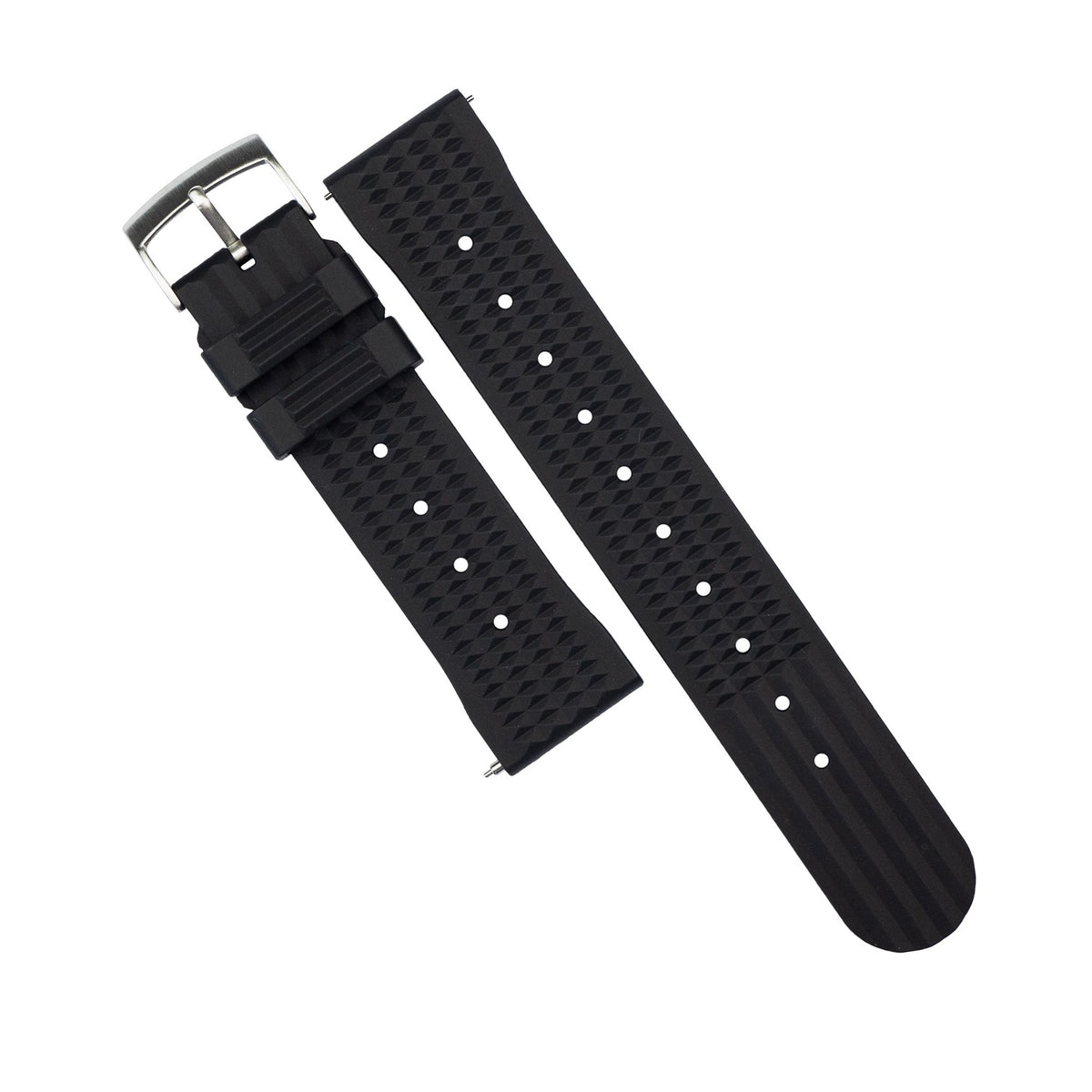 Waffle FKM Rubber Strap in Black (20mm) - Nomad watch Works