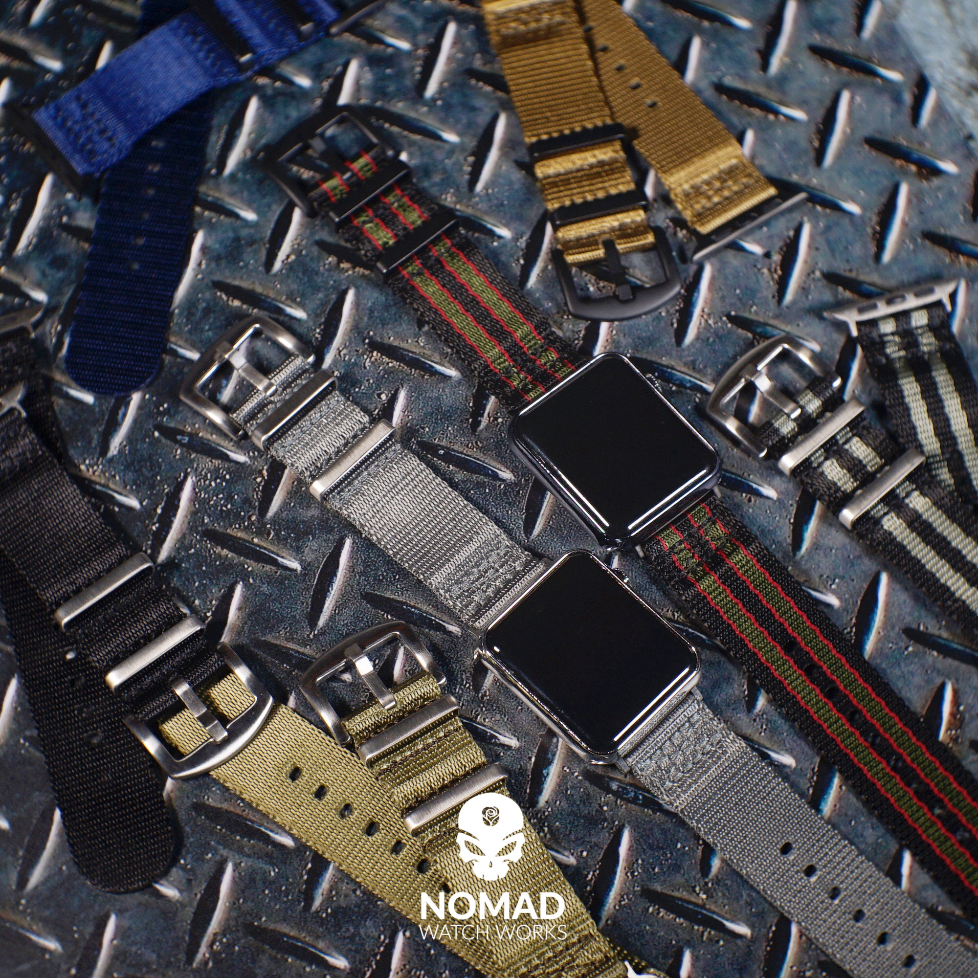 Seat Belt Nato Strap in Black Grey James Bond Apple Watch