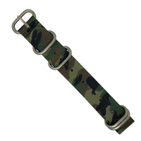 Heavy Duty Zulu Strap in Green Camo with Silver Buckle (20mm) - Nomad watch Works