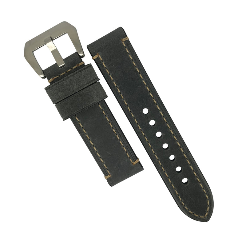 M1 Vintage Leather Watch Strap in Grey (20mm) - Nomad watch Works