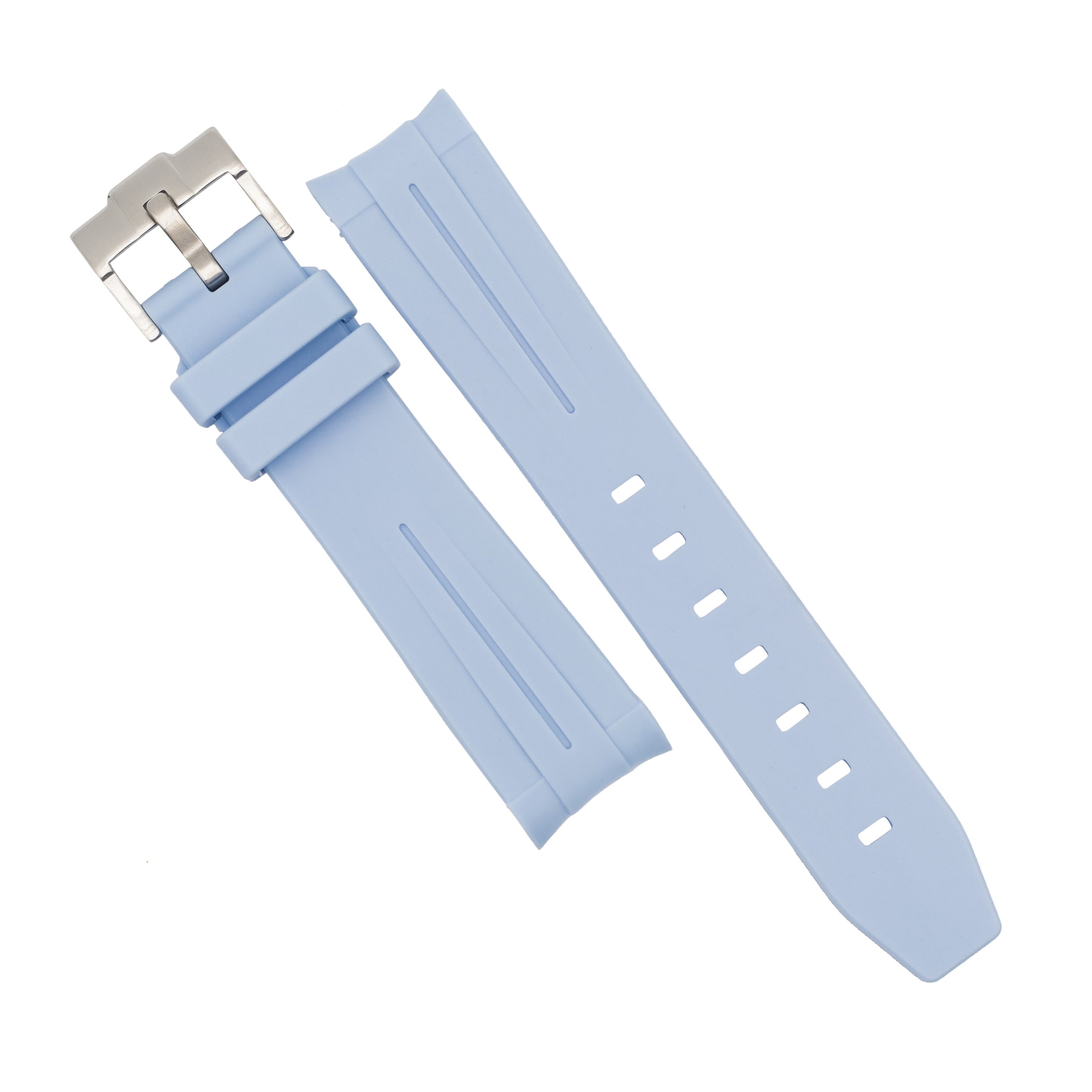 Curved End Rubber Strap for Omega x Swatch Moonswatch in Blue (20mm) - Nomad Watch Works SG
