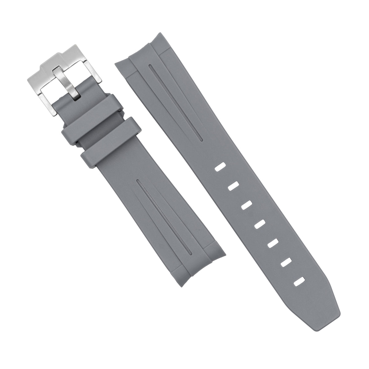 Curved End Rubber Strap for Omega x Swatch Moonswatch in Grey (20mm) - Nomad Watch Works SG