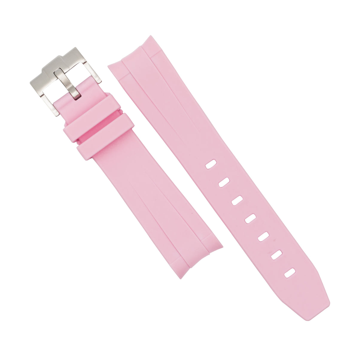Curved End Rubber Strap for Omega x Swatch Moonswatch in Pink (20mm) - Nomad Watch Works SG