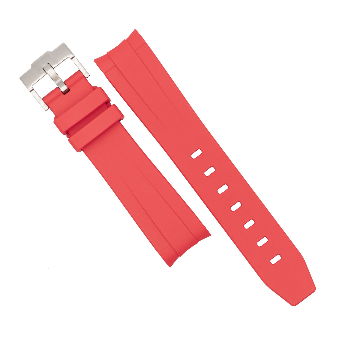 Curved End Rubber Strap for Omega x Swatch Moonswatch in Red (20mm) - Nomad Watch Works SG