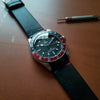 Premium Vintage Oil Waxed Leather Watch Strap in Black - Pepsi (20mm) - Nomad watch Works