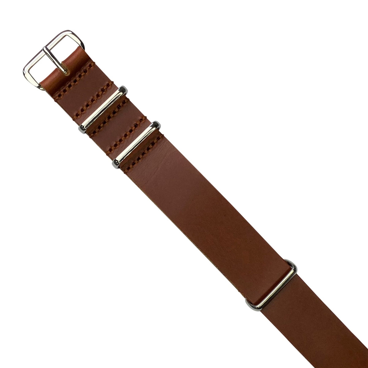 Premium Leather Nato Strap in Tan with Silver Buckle (18mm) - Nomad watch Works