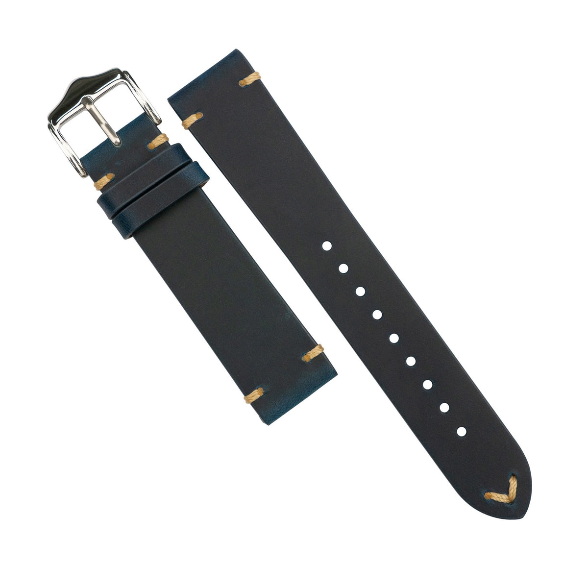 Premium Vintage Calf Leather Watch Strap in Blue (20mm) - Nomad Watch Works SG