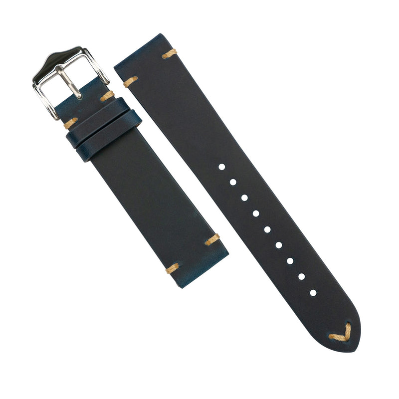 Premium Vintage Calf Leather Watch Strap in Blue (20mm) - Nomad Watch Works SG