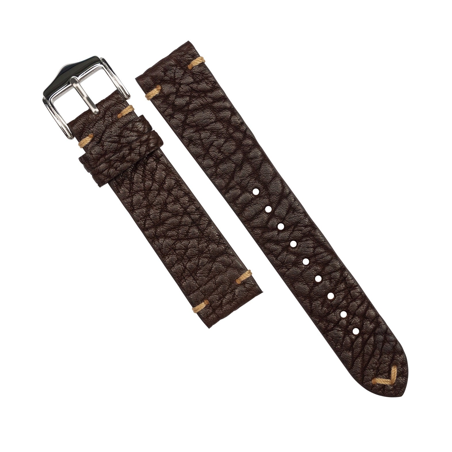 Premium Vintage Calf Leather Watch Strap in Distressed Brown (20mm) - Nomad Watch Works SG