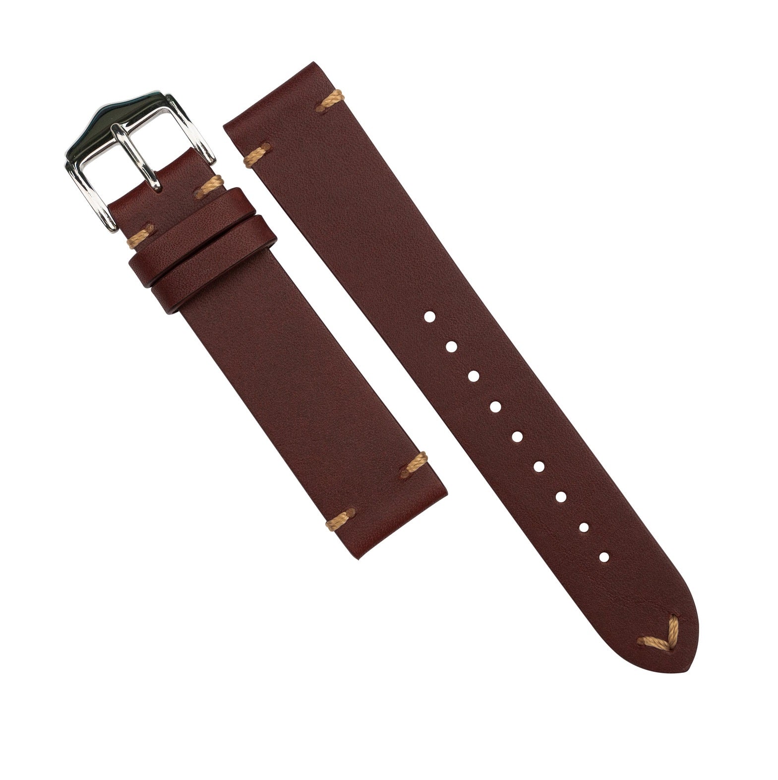 Premium Vintage Calf Leather Watch Strap in Maroon (20mm) - Nomad Watch Works SG