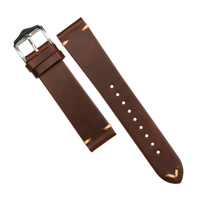 Premium Vintage Oil Waxed Leather Watch Strap in Tan (18mm) - Nomad Watch Works SG