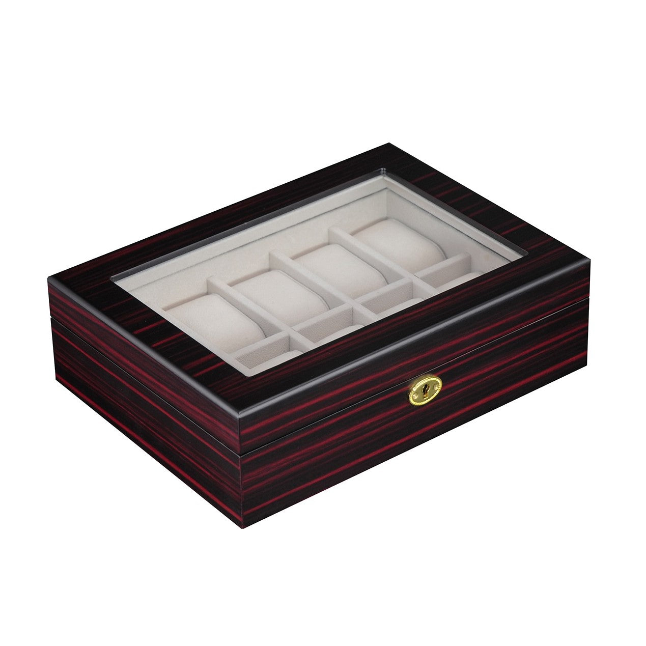 Premium Wooden Watch Box w/ Lockset in Dark Cherry (10 Watch Slots) - Nomad Watch Works SG