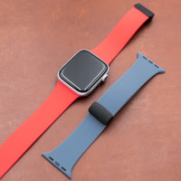 Apple Watch Rubber Strap with Silver Clasp in Red (38, 40, 41mm) - Nomad Watch Works SG