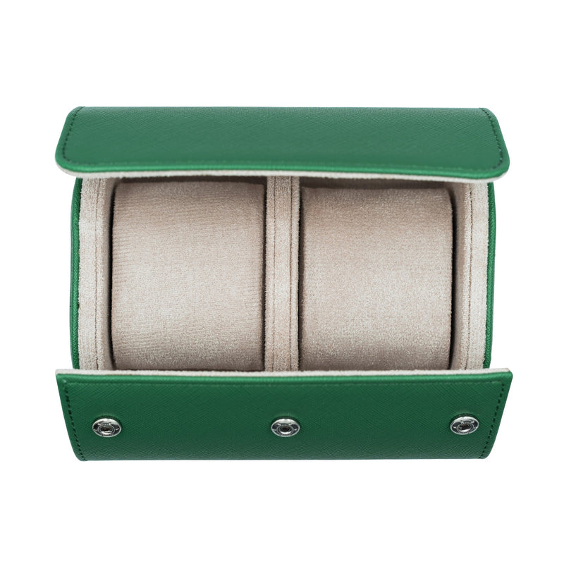 Saffiano Leather Watch Case in Green (2 Slots) - Nomad Watch Works SG
