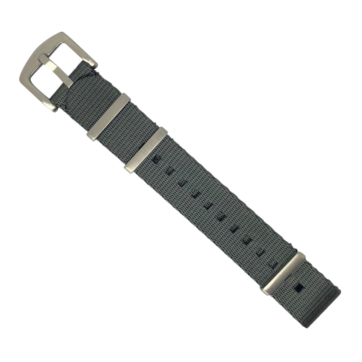 Seat Belt Nato Strap in Grey with Brushed Silver Buckle (20mm) - Nomad watch Works