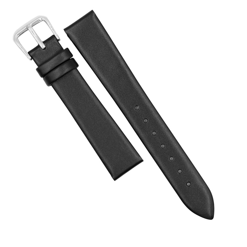 Unstitched Smooth Leather Watch Strap in Black (12mm) - Nomad Watch Works SG