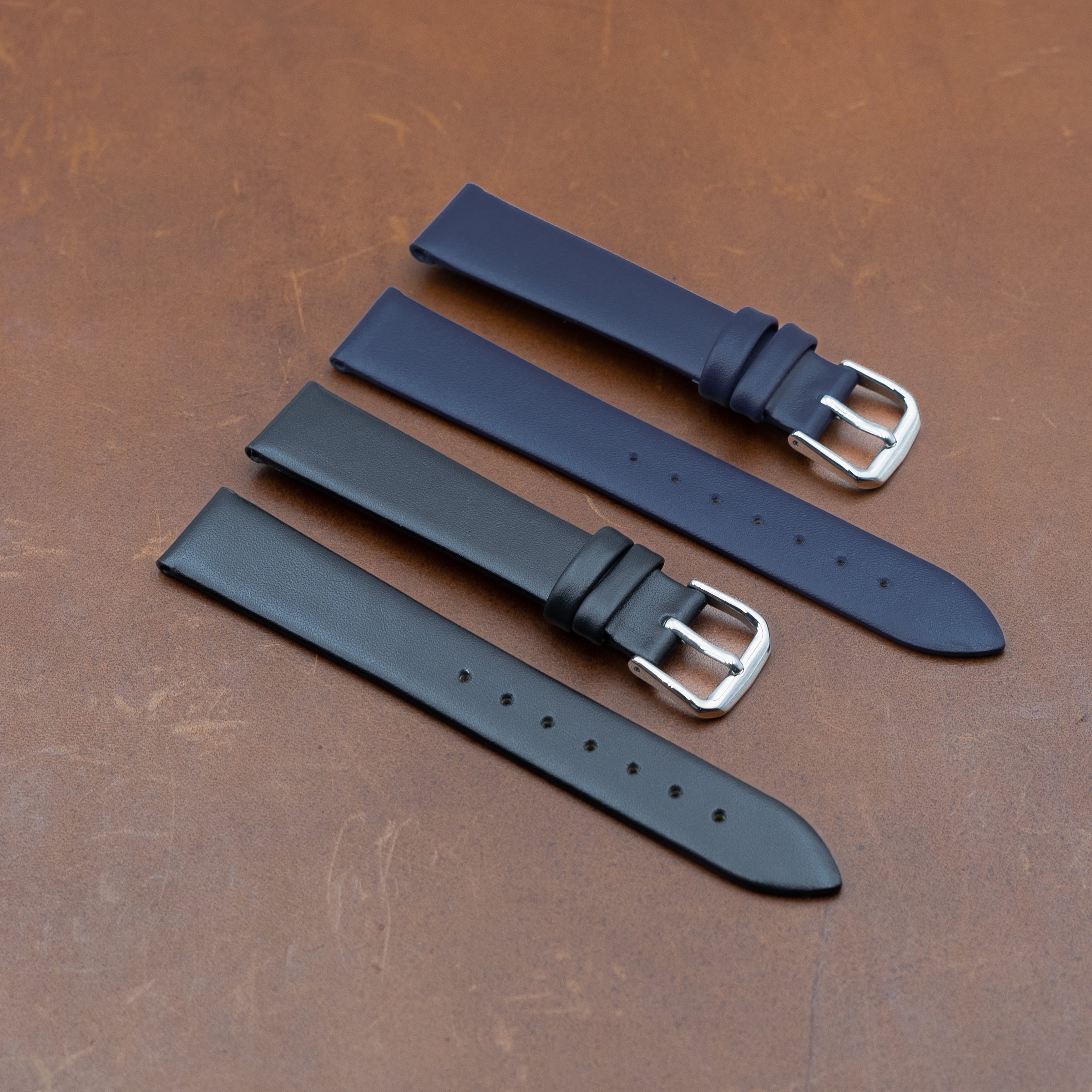 Unstitched Smooth Leather Watch Strap in Black (12mm) - Nomad Watch Works SG