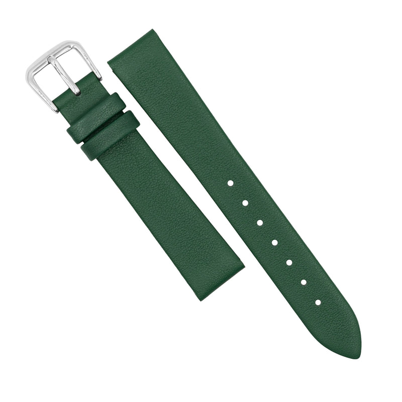 Unstitched Smooth Leather Watch Strap in Green (12mm) - Nomad Watch Works SG