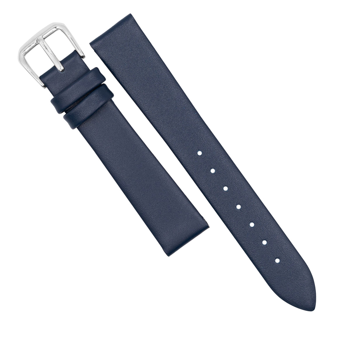 Unstitched Smooth Leather Watch Strap in Navy (12mm) - Nomad Watch Works SG